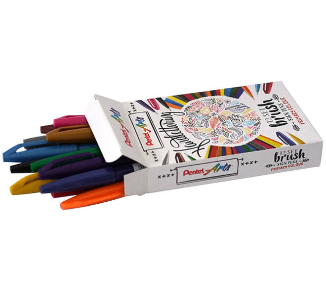 Brushpen Pentel SES15C Sign Artist standaardkleuren 12 stuks