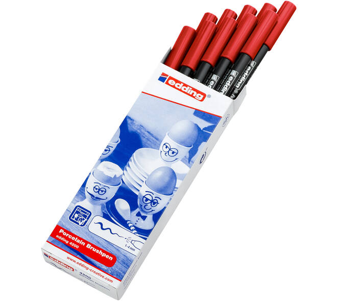 Brushpen edding 4200 porselein rood