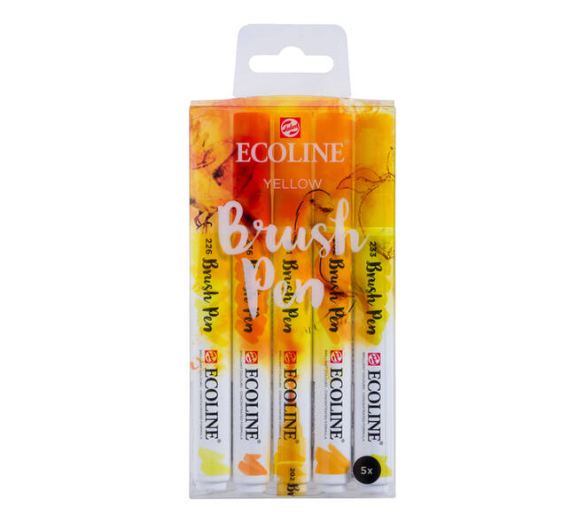 Brushpen Talens Ecoline set à 5 stuks geel