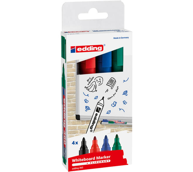 Whiteboardmarker edding 360 rond 1.5-3mm assorti 4 stuks