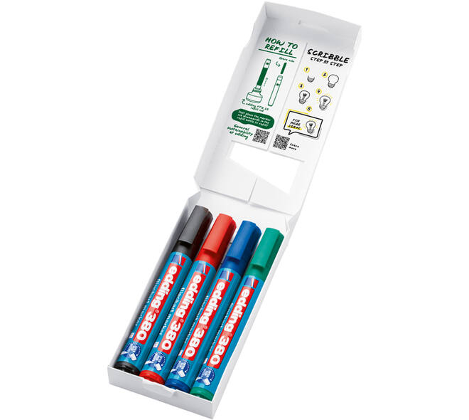 Viltstift edding 380 flipover rond 1.5-3mm assorti set à 4 stuks