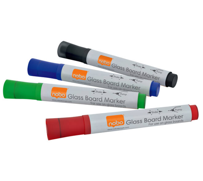 Viltstift Nobo glasbord assorti 4 stuks