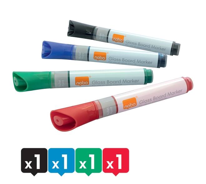 Viltstift Nobo glasbord assorti 4 stuks