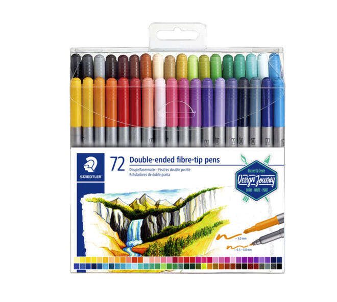 Kleurstift Staedtler 3200 dubbele punt fijn en ultrafijn etui à 72 ass