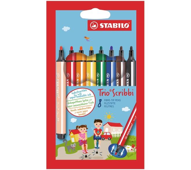 Viltstift STABILO Trio Scribbi 368/8 assorti etui à 8 stuks