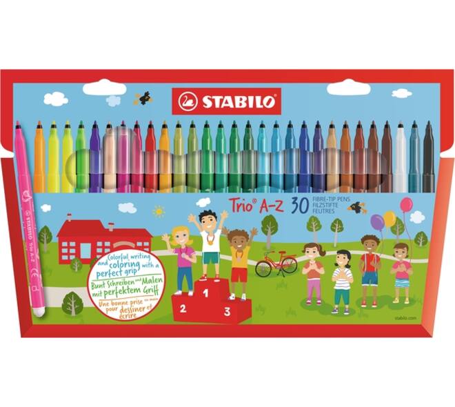 Viltstift STABILO Trio A-Z 378/30 assorti etui à 30 stuks
