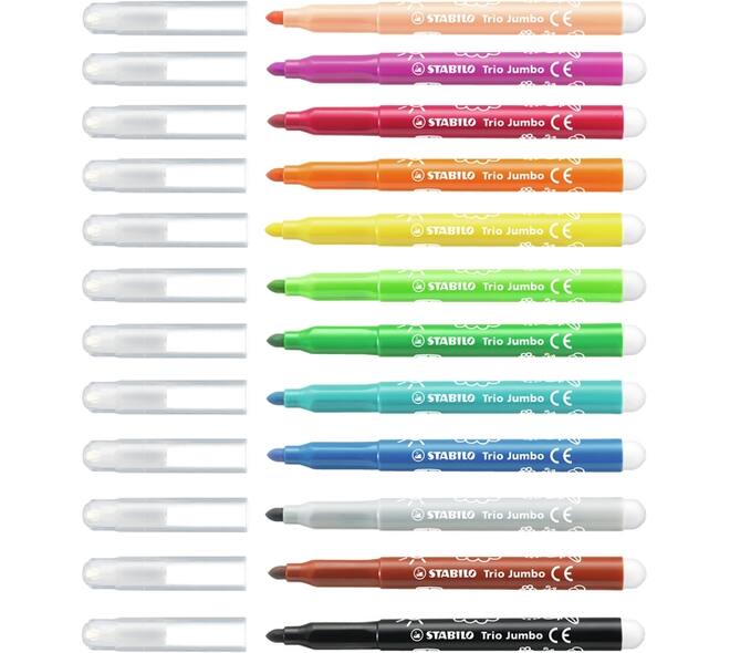 Viltstift STABILO Trio Jumbo 380/12 extra large assorti 12 stuks