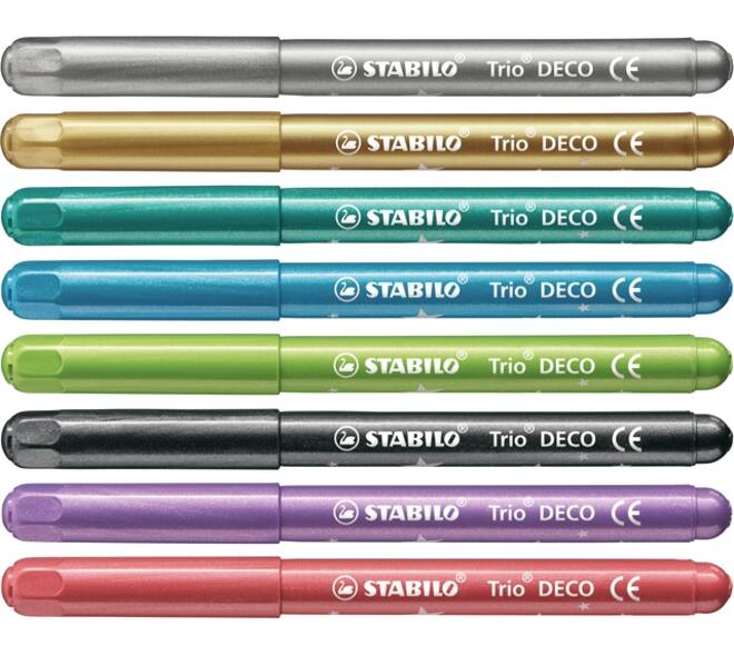 Viltstift STABILO Trio deco metallic assorti etui à 8 stuks