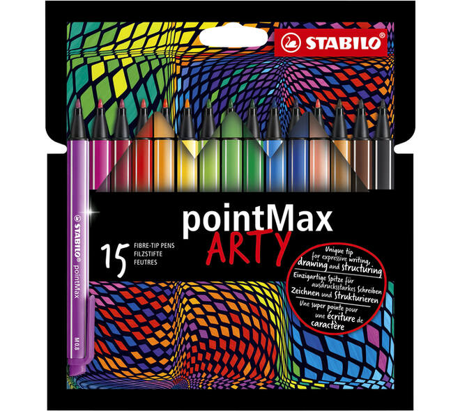 Viltstift STABILO pointMax 488/15 Arty medium assorti etui 15 stuks