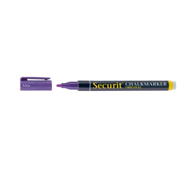 Krijtstift Securit SMA-100 rond 1-2mm geel/oranje/roze/paars blister à 4 stuks