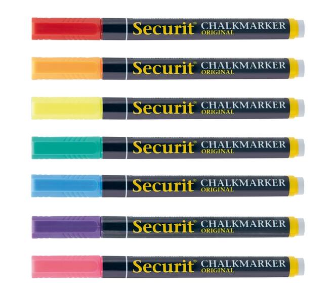 Krijtstift Securit SMA-100 rond ass 1-2mm blister à 7 stuks
