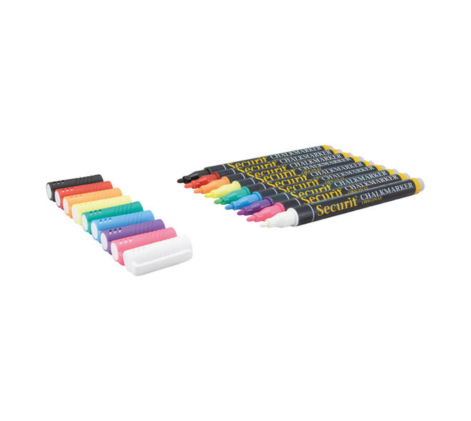 Krijtstift Securit SMA-100 rond ass 1-2mm blister à 7 stuks
