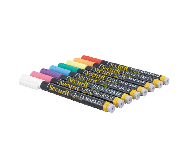 Krijtstift Securit SMA-100 rond ass 1-2mm blister à 7 stuks