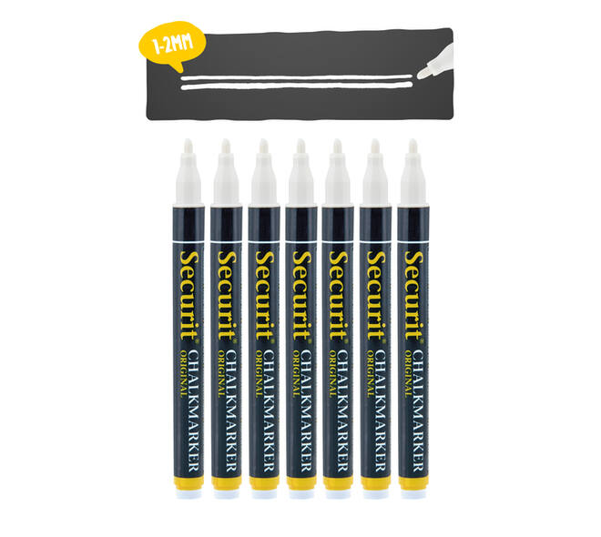 Krijtstift Securit SMA-100 rond wit 1-2mm blister à 7 stuks