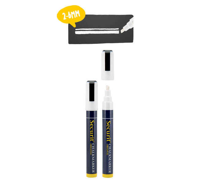 Krijtstift Securit SMA-510 schuin 2-6mm wit blister à 2 stuks