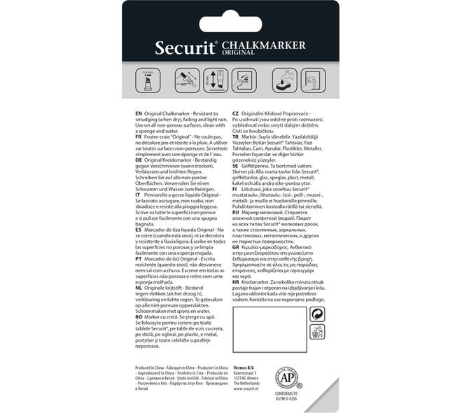 Krijtstift Securit SMA-510 schuin 2-6mm wit blister à 2 stuks