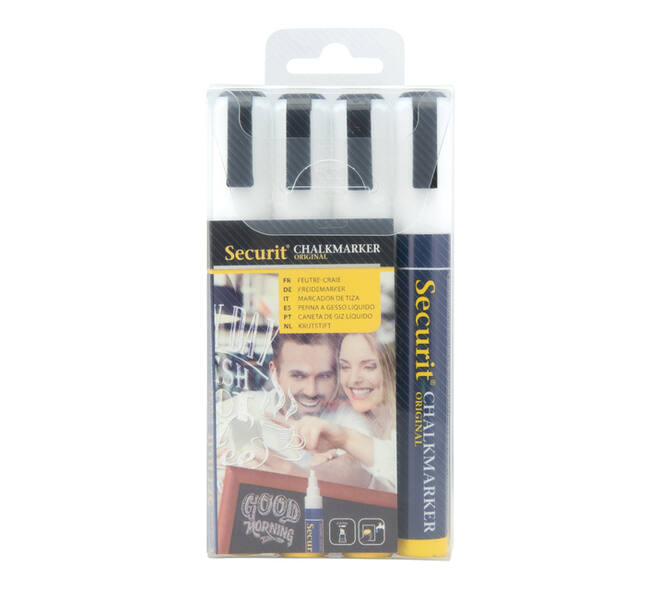 Krijtstift Securit SMA-510 schuin wit 2-6mm blister à 4 stuks