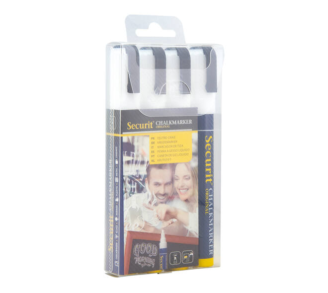 Krijtstift Securit SMA-510 schuin wit 2-6mm blister à 4 stuks