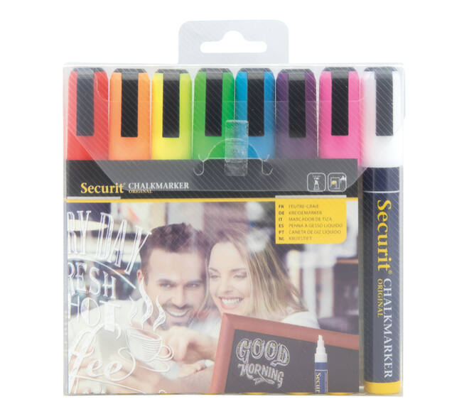Krijtstift Securit SMA-510 schuin 2-6mm assorti blister à 8 stuks
