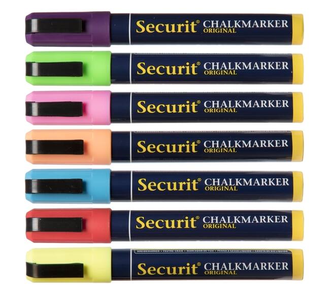 Krijtstift Securit SMA-510 schuin 2-6mm assorti blister à 8 stuks