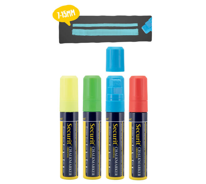 Krijtstift Securit SMA-720 blok ass 7-15mm blister à 4 stuks