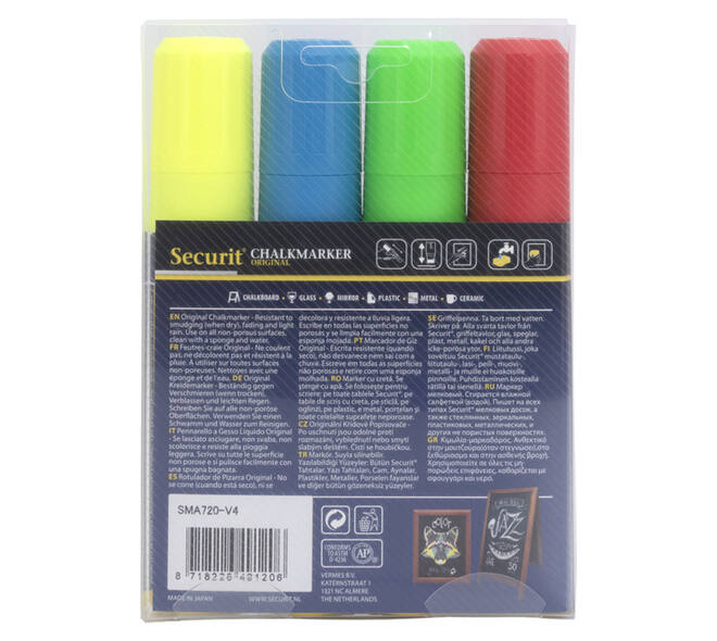 Krijtstift Securit SMA-720 blok ass 7-15mm blister à 4 stuks
