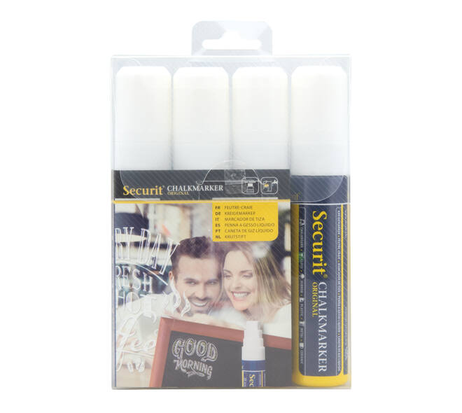 Krijtstift Securit SMA-720 blok wit 7-15mm blister à 4 stuks