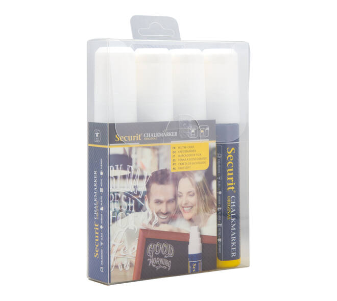 Krijtstift Securit SMA-720 blok wit 7-15mm blister à 4 stuks