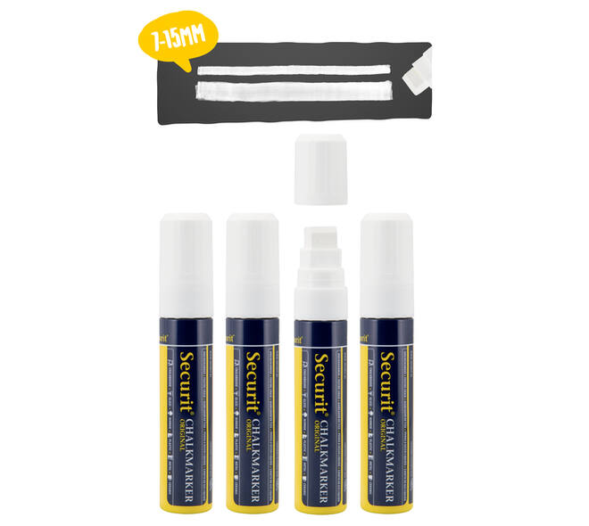 Krijtstift Securit SMA-720 blok wit 7-15mm blister à 4 stuks