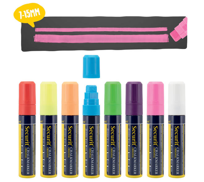 Krijtstift Securit SMA-720 blok ass 7-15mm blister à 8 stuks