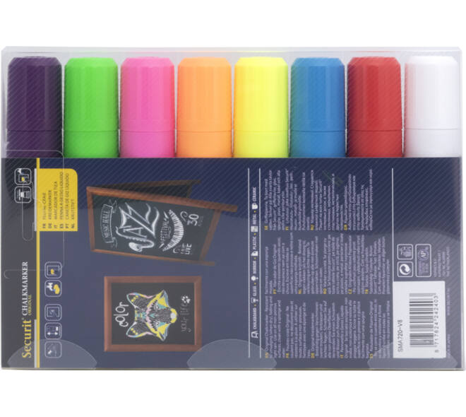 Krijtstift Securit SMA-720 blok ass 7-15mm blister à 8 stuks