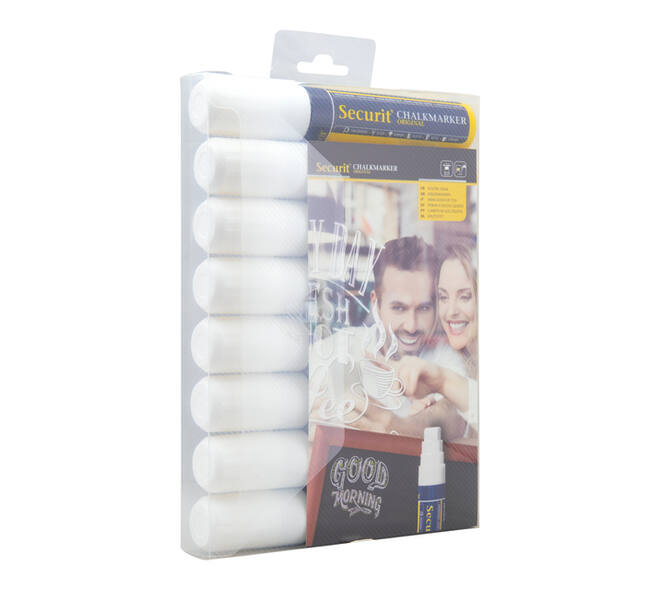 Krijtstift Securit SMA-720 blok wit 7-15mm blister à 8 stuks