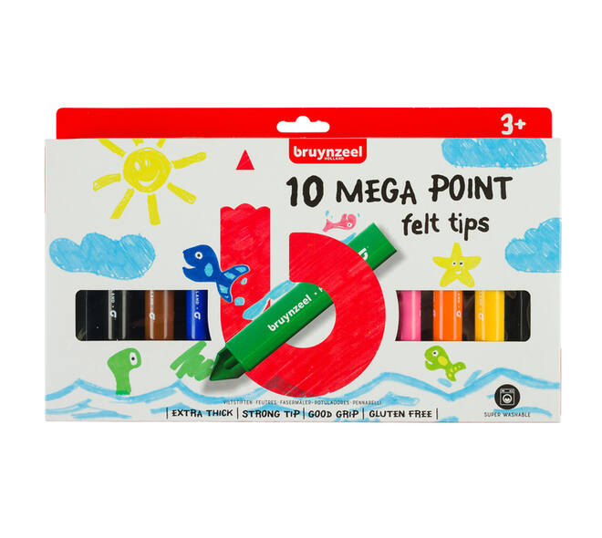 Viltstift Bruynzeel Kids Mega Point assorti 10 stuks