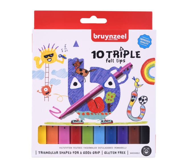 Viltstift Bruynzeel Kids Triple assorti 10 stuks
