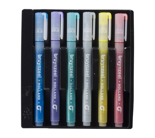 Viltstift Bruynzeel Kids assorti glitter 6 stuks