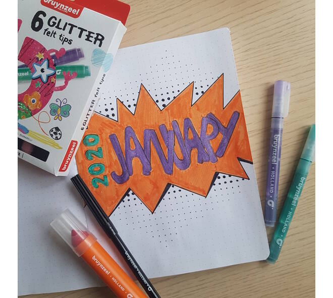 Viltstift Bruynzeel Kids assorti glitter 6 stuks