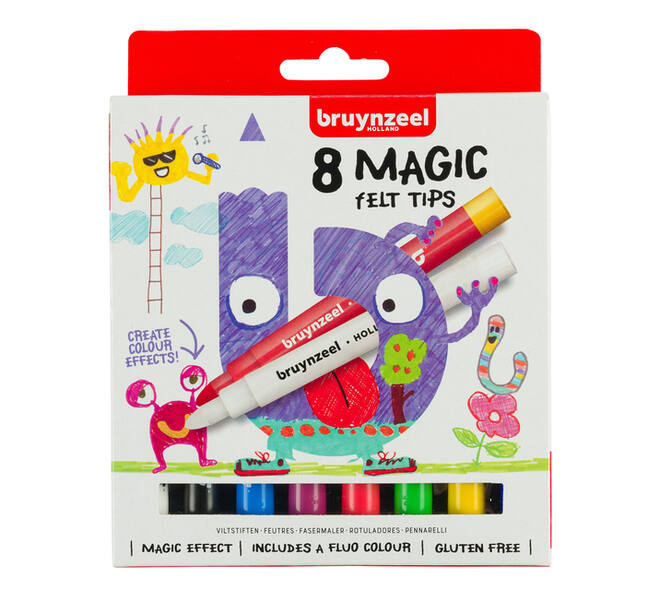 Viltstift Bruynzeel Kids Magic assorti 8 stuks