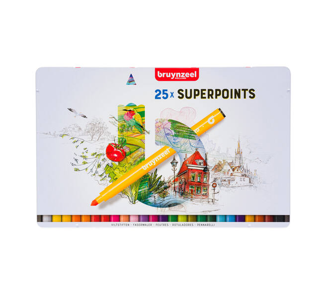 Viltstift Bruynzeel Creatives Superpoints assorti blik à 25 stuks