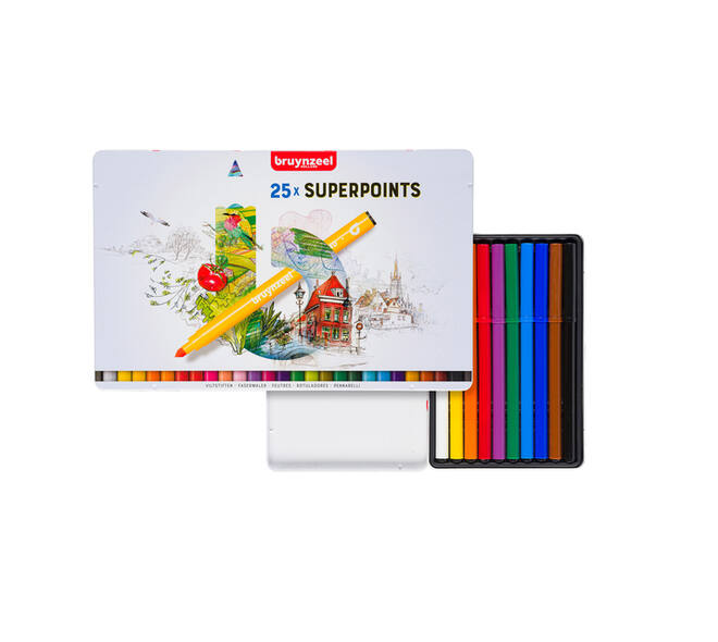 Viltstift Bruynzeel Creatives Superpoints assorti blik à 25 stuks