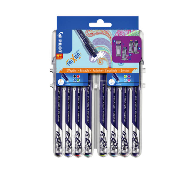 Fineliner Pilot friXion fijn assorti etui à 8 stuks