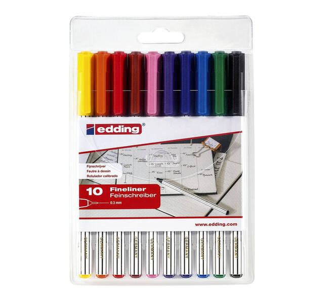Fineliner Edding 89/10 fijn assorti blister à 10 stuks