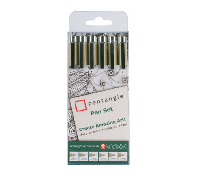 Tekenset Sakura Zentangle set à 6 pennen zwart