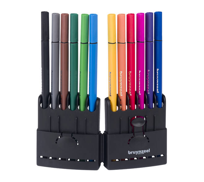 Fineliner Bruynzeel Teens assorti etui à 12 stuks