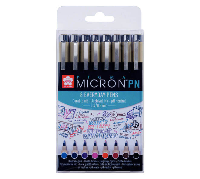 Fineliner Sakura Pigma Micron 0.4mm blister à 8 stuks assorti