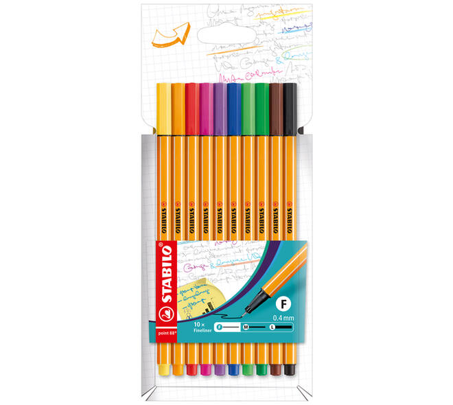 Fineliner STABILO point 88/10 fijn assorti 10 stuks