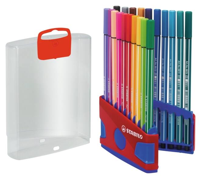 Viltstift STABILO Pen 68/20 ColorParade in rood/blauw etui M ass 20st