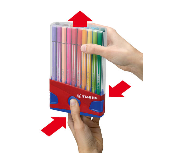 Viltstift STABILO Pen 68/20 ColorParade in rood/blauw etui M ass 20st
