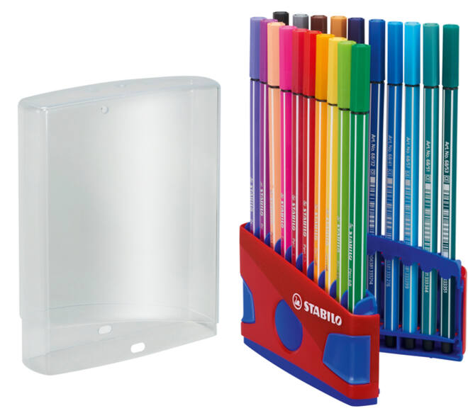 Viltstift STABILO Pen 68/20 ColorParade in rood/blauw etui M ass 20st