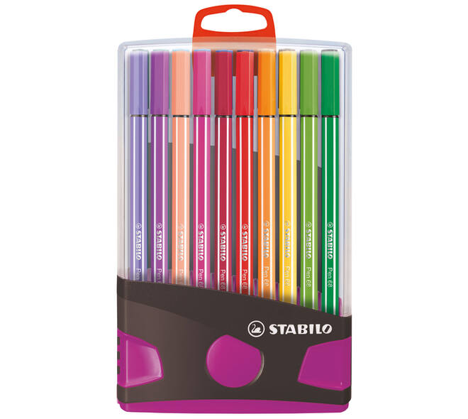 Viltstift  STABILO Pen 68/20 ColorParade in antr/roze etui M ass 20st
