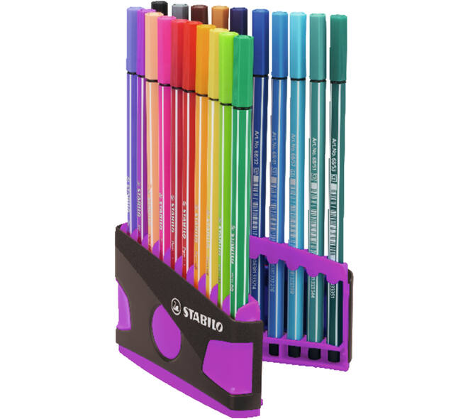 Viltstift  STABILO Pen 68/20 ColorParade in antr/roze etui M ass 20st